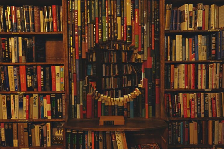 Charming bookstore with unique circular book arrangement creating visual interest and appeal from Best Science Fiction Books of 2025